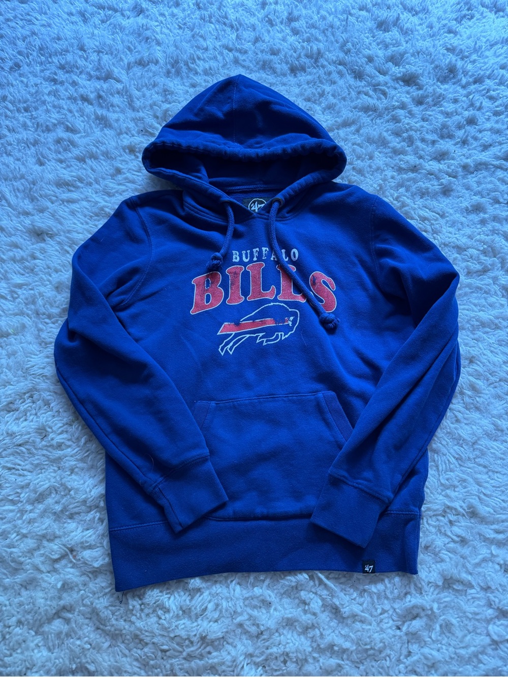 47 Buffalo Bills Royal Blue Crewneck Hoodie with Red Logo